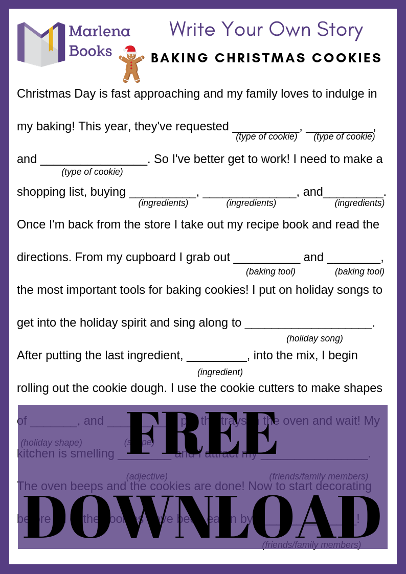 Baking Christmas Cookies Mad Lib Free Download!